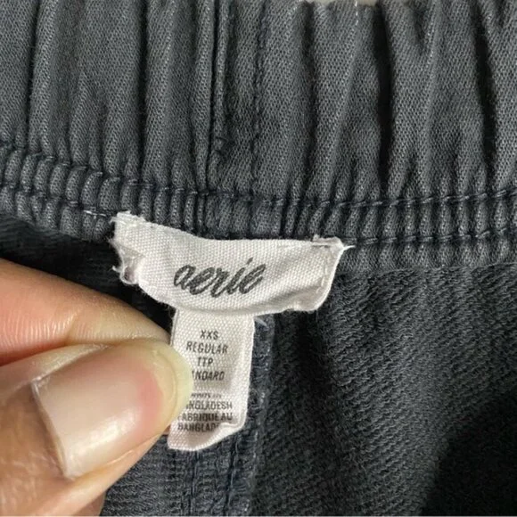 Aerie Women's Smoked Gray Me-Day Tie Waist Wide Leg Casual Pant - Picture 4 of 9